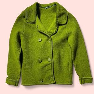 Green wool pea coat with pockets #peacoat